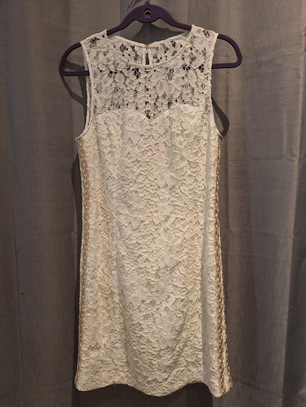Lilly Pulitzer Mila Ivory Lace Shift Dress with Gold Side Accents